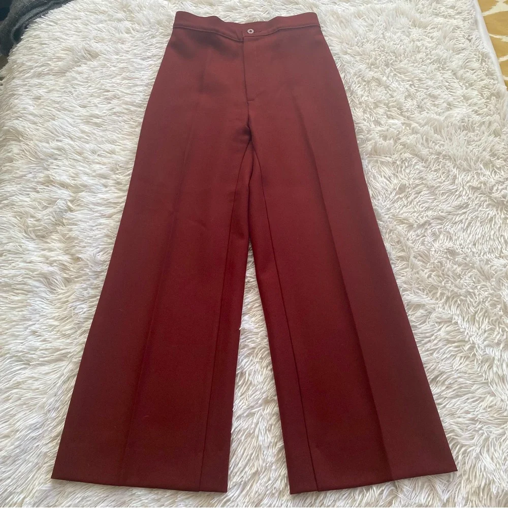 Vintage 60s Levi Strauss & Co Pants Trousers High Waisted Burgundy Maroon Mod - Picture 1 of 11